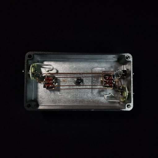 The inside of the Stutter Silence pedal showing the point-to-point wiring.